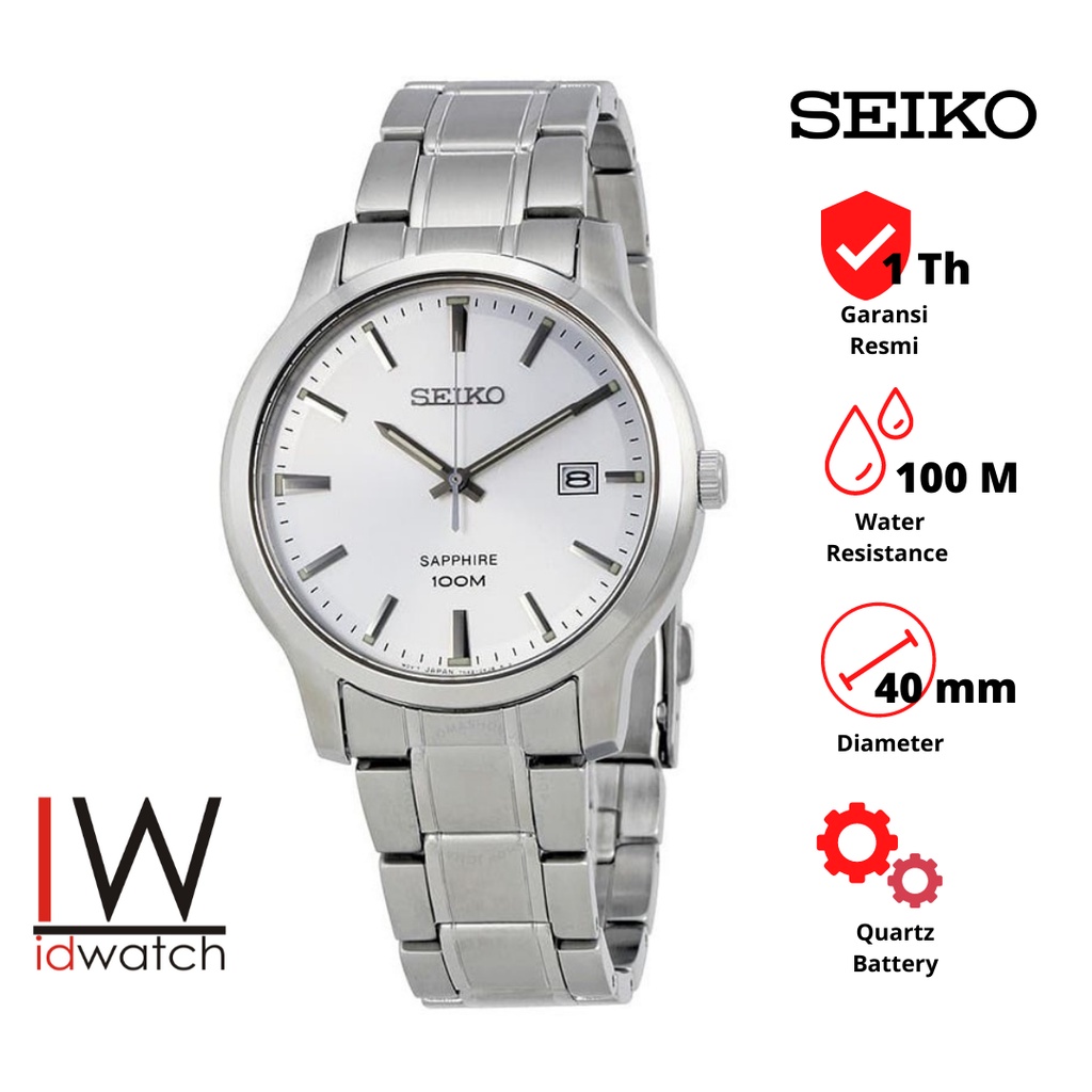 Seiko SGEH39P1 Klasik Jam Tangan Pria Original Cowok SGEH39 Quartz Strap Rantai Stainless Steel
