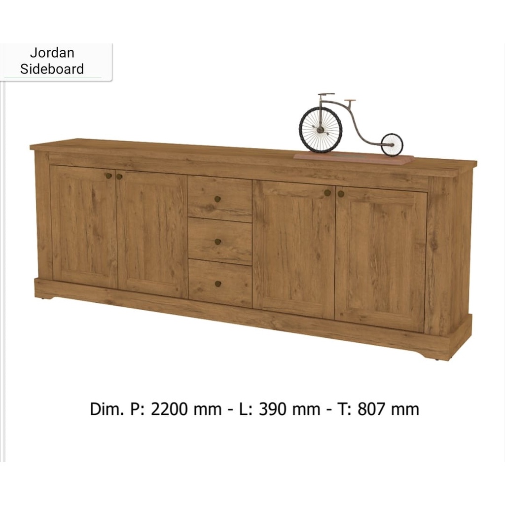 MELODY Meja Samping Ruang Tamu - Meja Tv Serbaguna - Bufet TV Jordan 220 Walnut - Medan VW Furniture