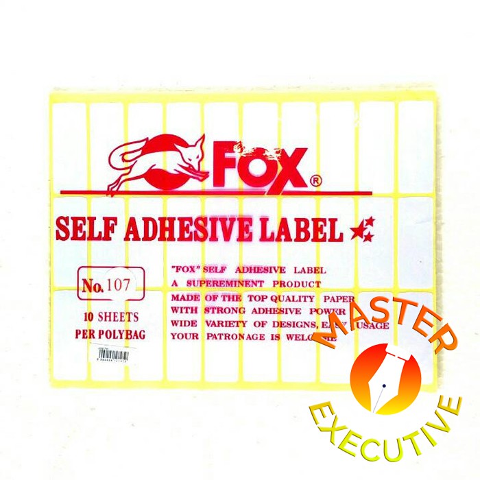 [Pak - 10 lembar] Fox Label Stiker 107 / Undangan / Nama / Self Adhesive Sticker