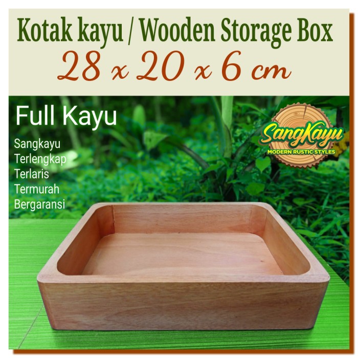 Kotak kayu 28x20x6 cm full kayu nampan kayu kotak seserahan hantaran