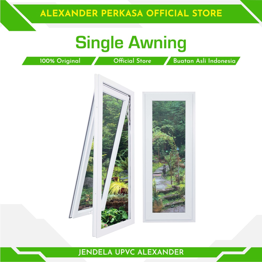 JENDELA UPVC ALEXANDER WINDOW SINGLE AWNING JENDELA JUNGKIT 150X60 CM