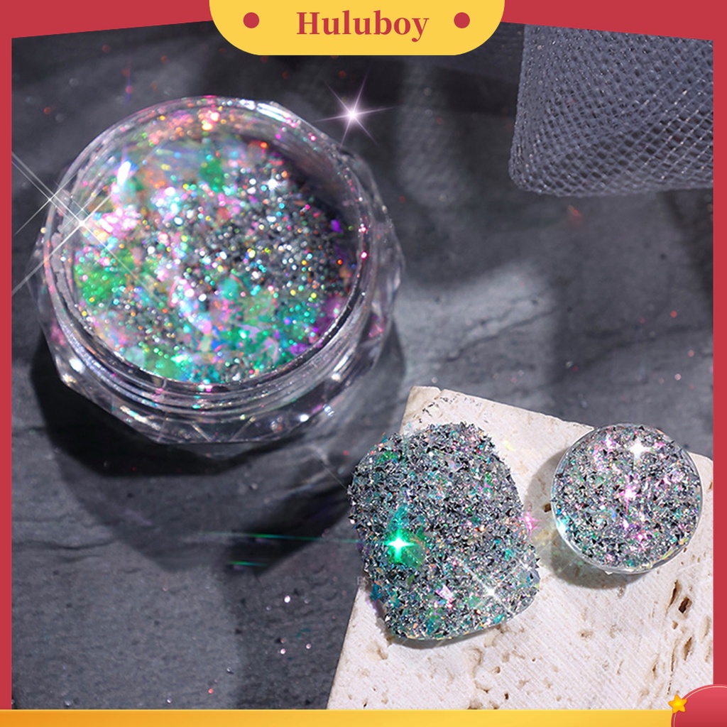 Huluboy Huluboy♡ Bubuk Glitter Reflektif Ekstrak Alami Saturation Tinggi Untuk Manicure