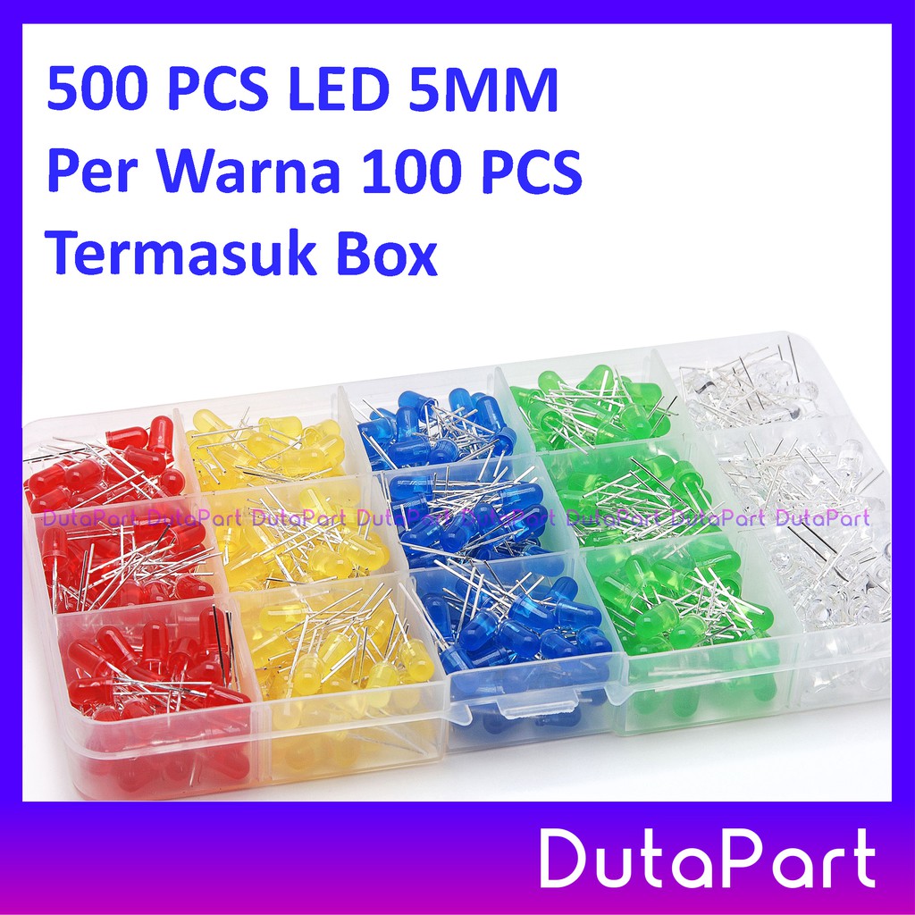 500 PCS LED 5mm 5 WARNA TERMASUK BOX F5 LED Dioda KUALITAS BAGUS