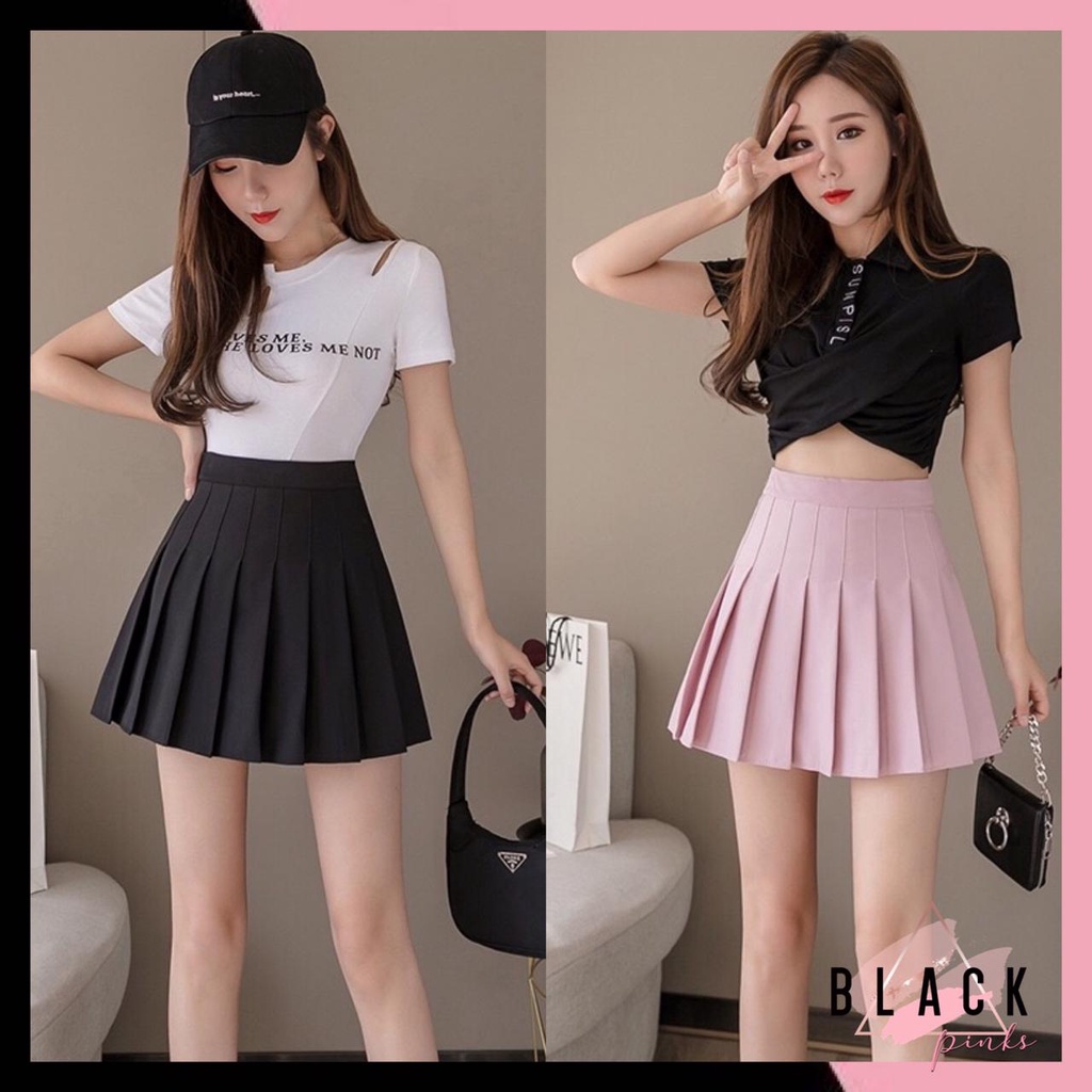 Blackpink Rok Pendek Wanita Mini Skirt Korea Tennis Skirt With Inner 4051