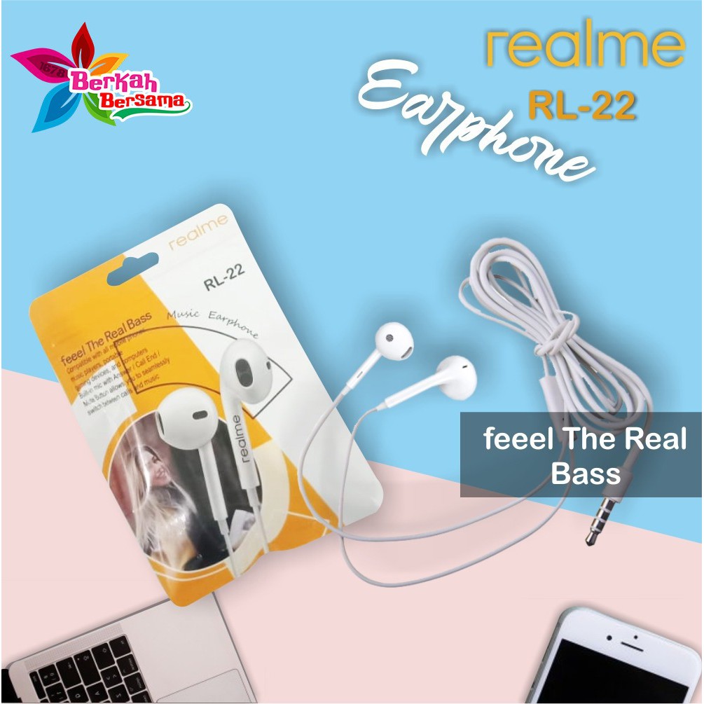 BM087 Headset heasdfree hf ORI REALME RL-22 mega BASS Jack 3.5mm 2 3 5 6 7 8 pro c1 c2 c20 c21 BB4245