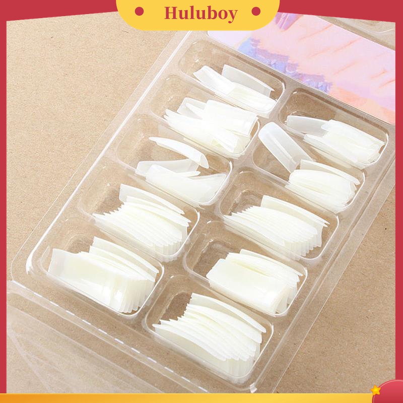 Huluboy Huluboy♡ 100pcs / Kotak Kuku Palsu Panjang Kepala Datar Seamless Ultra Tipis Untuk Dewasa