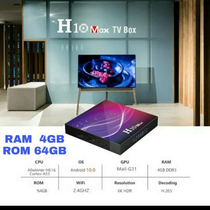 SMART TV BOX H10 MAX ALLWINWR H616 RAM 4GB ROM 64GB OS Android 10 - Tv box saja MURAH