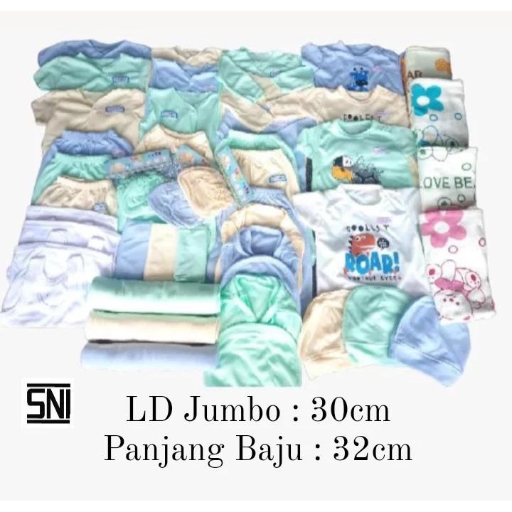 Paket Henat Platinum Perlengkapan Baju Bayi Celana Kado gurita topi bedong jumper sarung tangan handuk 43pcs SNI promo 8.8