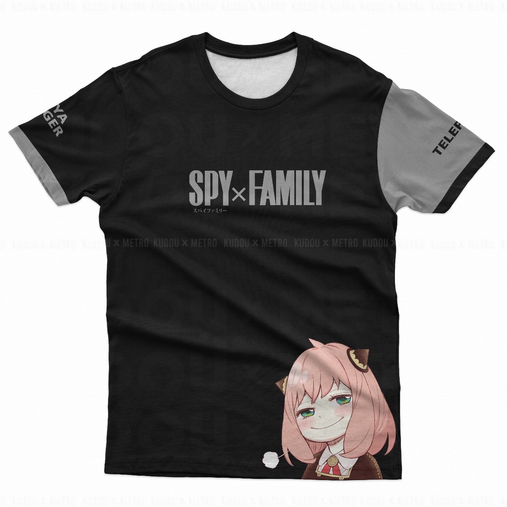 Tshirt Anya Big Fullprint Black Anime Manga Spy X Family Premium Unisex