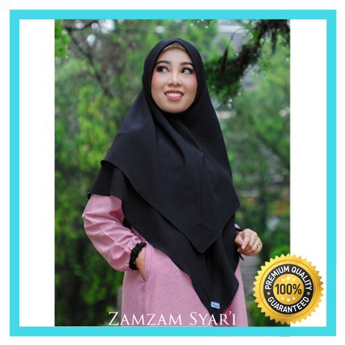 Hijab Khimar Jilbab Syari Diamond Dua Layer Premium Antem Warna Hitam - Abu silver - maroon - Navy