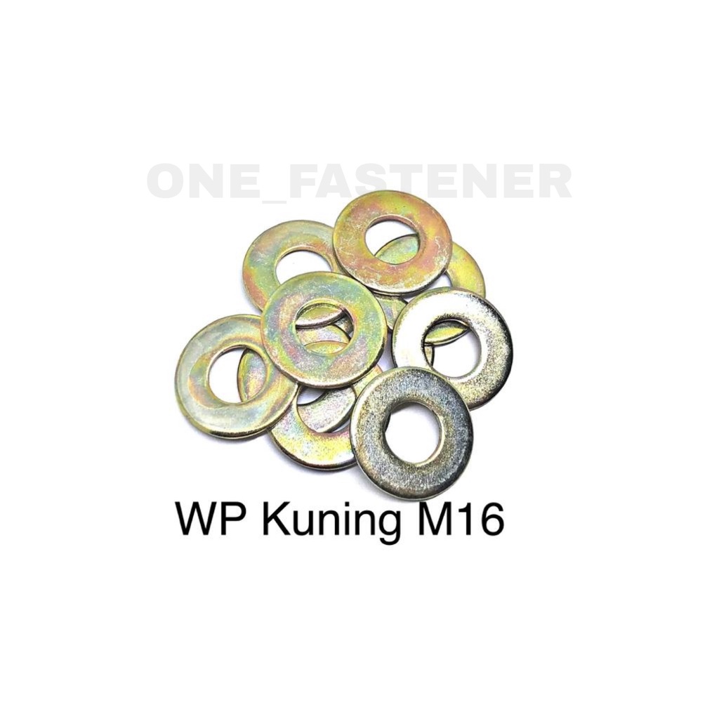 100 pcs Ring Plat M16 Kuning 16x34 16mm 16mili Washer Plat baut 24 WPK