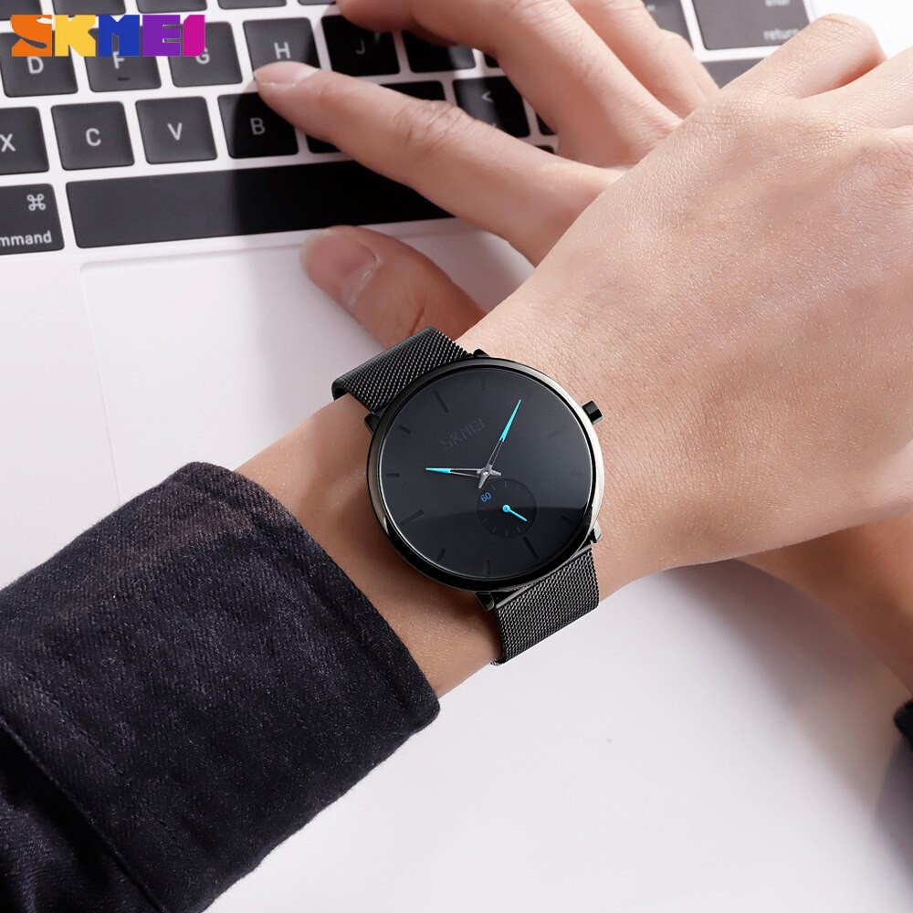 SKMEI 9185 Jam Tangan Pria Wanita Analog Tali Rantai Pasir Chronograph WATCHKITE WKOS