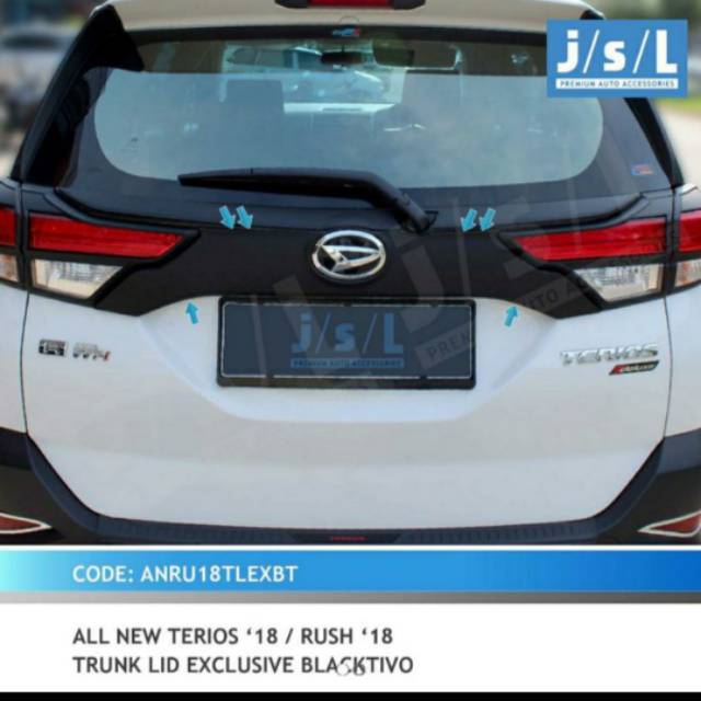 Trunk Lid/ list bagasi all new Rush/ Terios 2018-2022 Gr Sport model exclusive Hitam + Chrome jsl