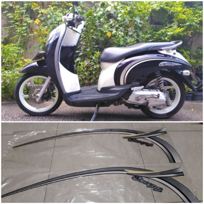 STIKER STRIPING LIS BODY HONDA SCOOPY KARBU 2010 HITAM