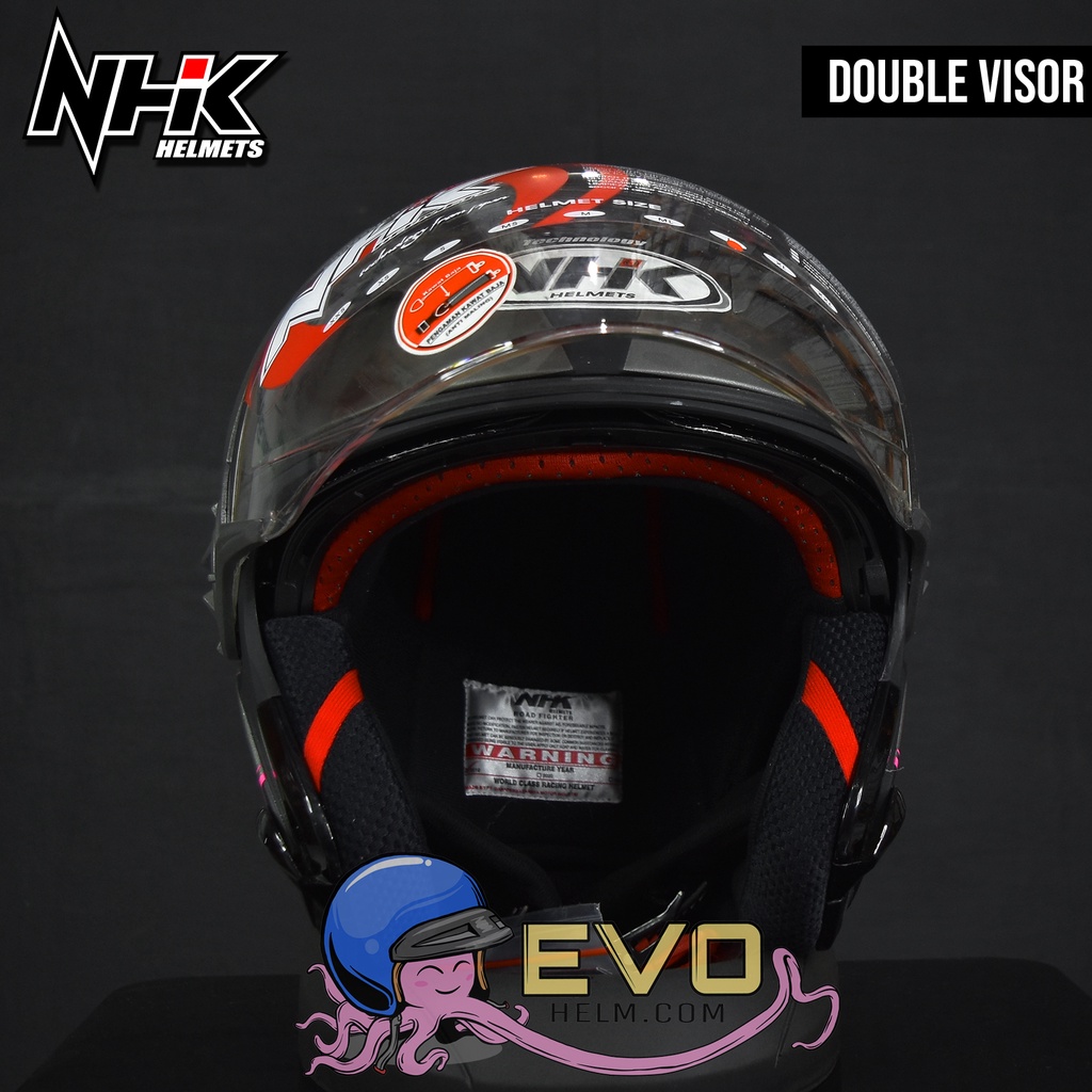 HELM NHK GLADIATOR ORIGINAL - HELM NHK HALF FACE GLADIATOR MOTIF GRANDE HAWK HELM NHK DOUBLE VISOR ( ONGKIR 2KG )