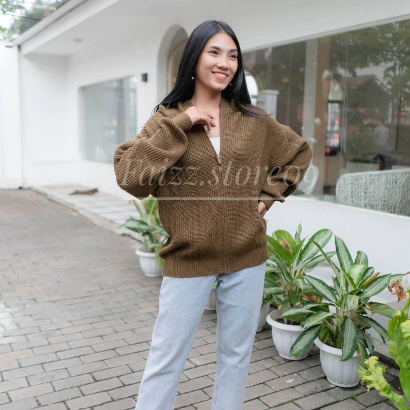 Hoodie Jaket Rajut OVERSIZE Zipper/Sweater Rajut wanita Hoodie STORE09