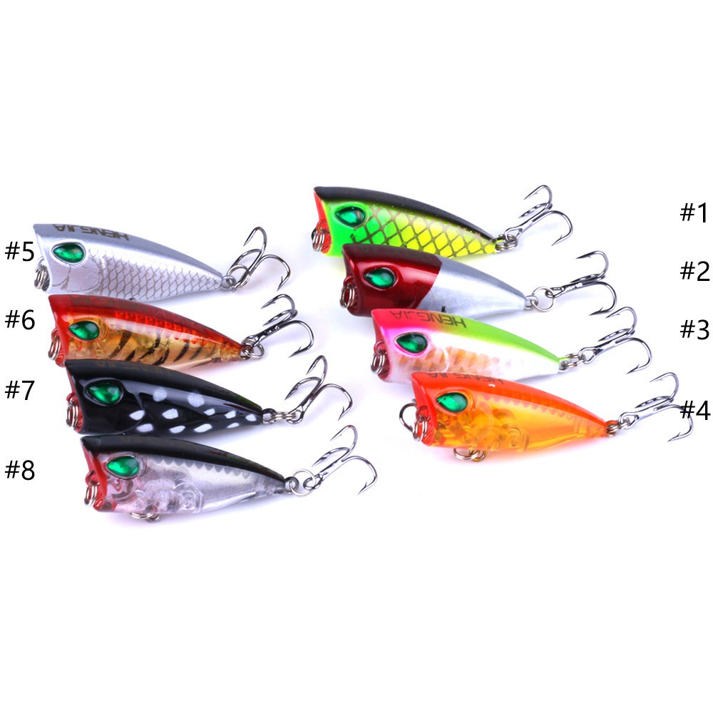 HENGJIA 1PCS 4CM/3.3G  Micro Fishing Lure Mini Topwater Popper Casting Triple Hook Retail Box