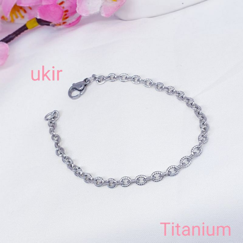 gelang titanium asli anti karat&amp;alergi 17Cm JJ-9