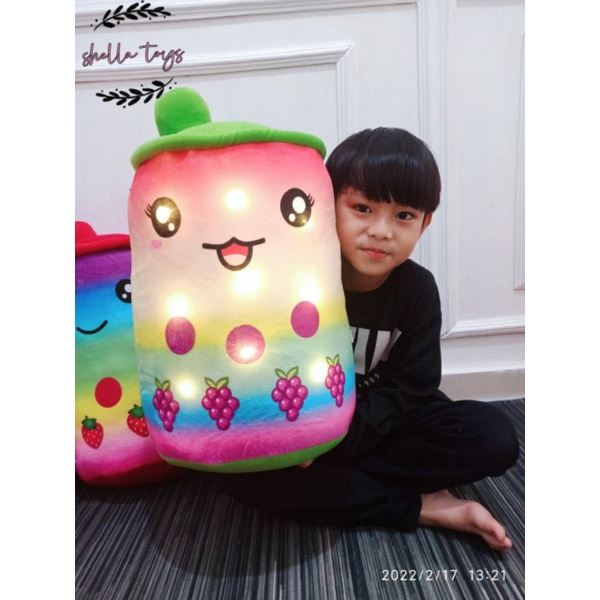 Boneka BOBA RAINBOW LED,BOBA  milk LED boba boneka minuman boba printing dan Bordir Ukuran L dan jumbo