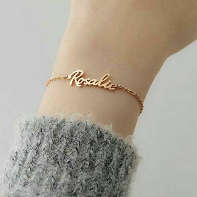 Gelang Ukir Nama Lapis Emas Gelang Custom Xuping Gelang Wanita Murah Shopee Indonesia