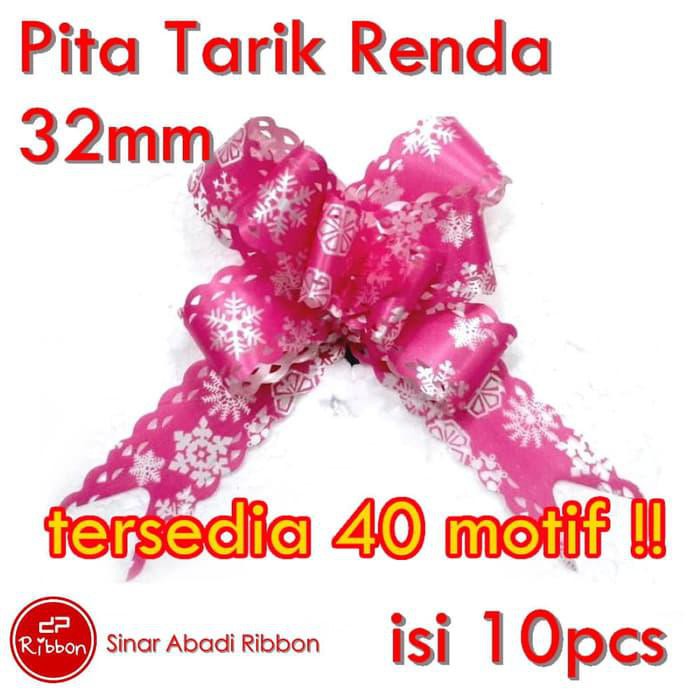 GROSIR Pita  Tarik Renda 32mm Serut  Besar Hiasan  Parcel 