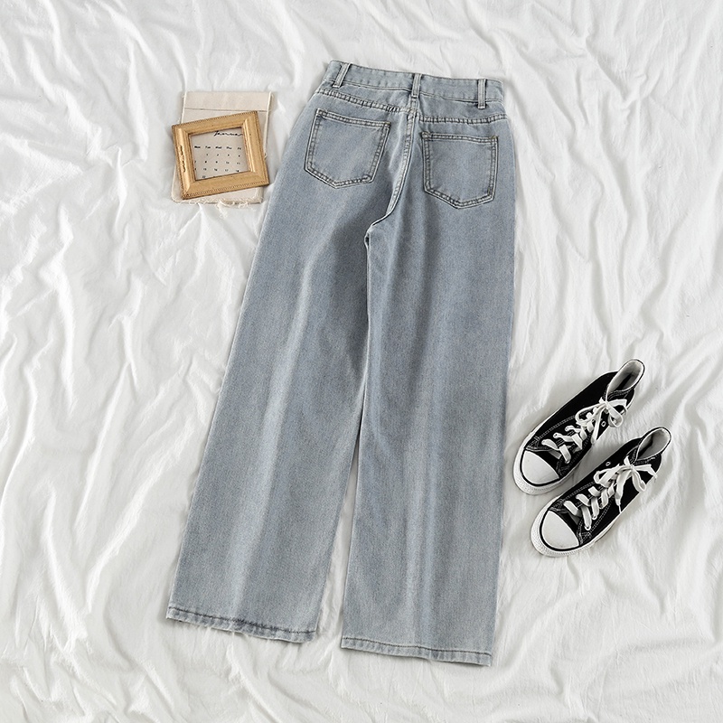 Jeans/Straight Loose Celana Jeans/Korean High Waist Kasual Panjang Jeans Wanita