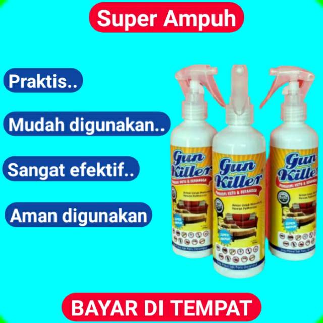 GUN KILLEE OBAT PEMBASMI KUTU BUSUK,SOFA,KURSI,KECOA,TUNGAU,TUMBILA,SEMUT,RAYAP,SERANGGA