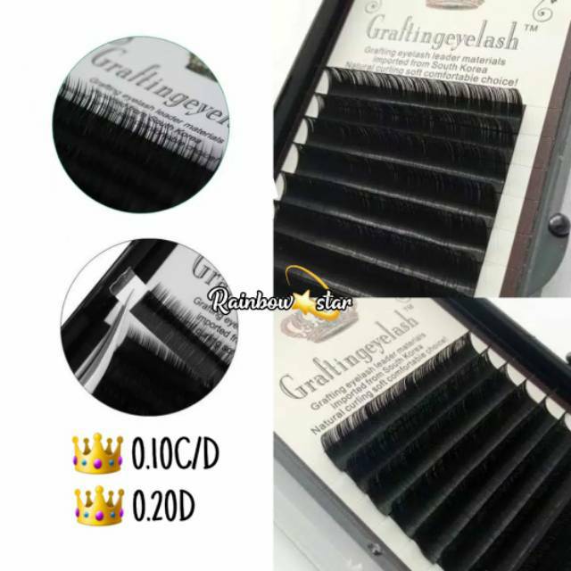 Bulu Mata Extension Korea / Grafting Eyelash 0.10C/D &amp; 0.20D / Eyelash Extension Curl D  Mink Lashes