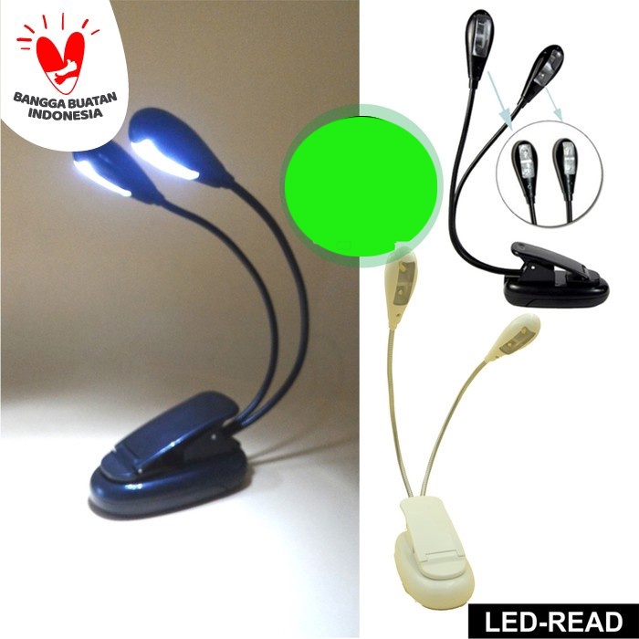 Lampu Baca LED Jepit Portable Lampu LED Baca Lamp Buku Lampu Kerja - Hitam