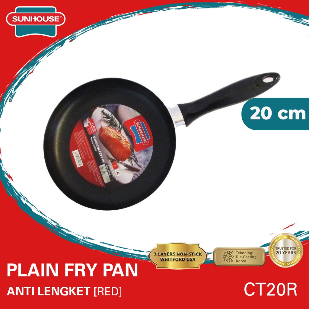 Sunhouse CT20R Frypan Anti Lengket Hitam Merah 20 cm 1 Pcs