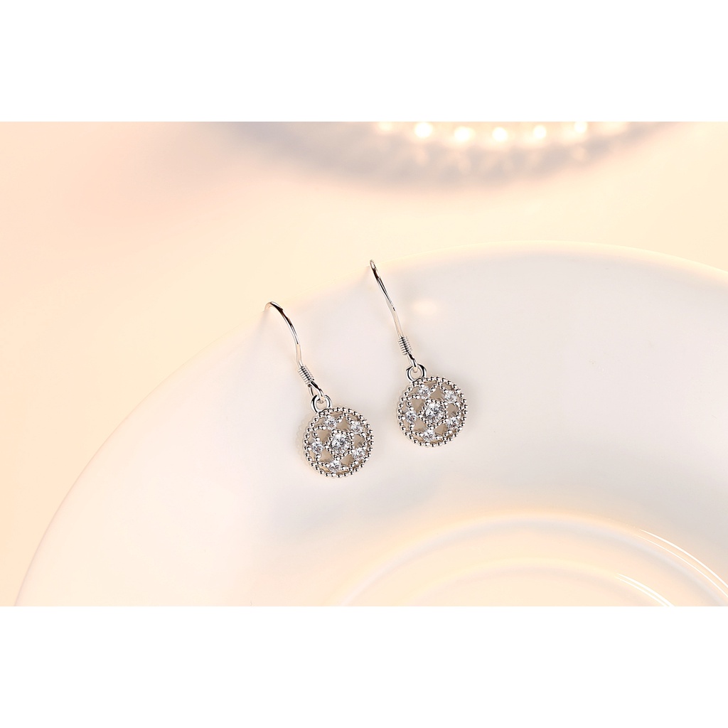 Anting Perak 925 Wanita Bulat Anting-Anting teratai Perhiasan Fashion