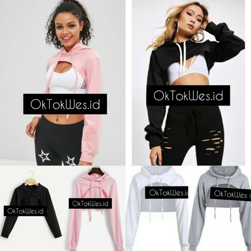 HOODIE CROP MODEL DADA TERBUKA KOREAN STYLE OVERSIZE ALLSIZE S M L XL 2XL 3XL 4XL 5XL