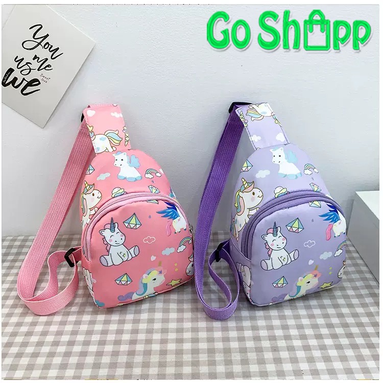 Sling Bag Anak Import - Tas Anak Lucu Motif Unicorn Dino - Tas Sling Bag Mini Lucu Import Terbaru Unisex - Tas Anak Perempuan Import - Tas Anak Laki Laki Import [WB13]