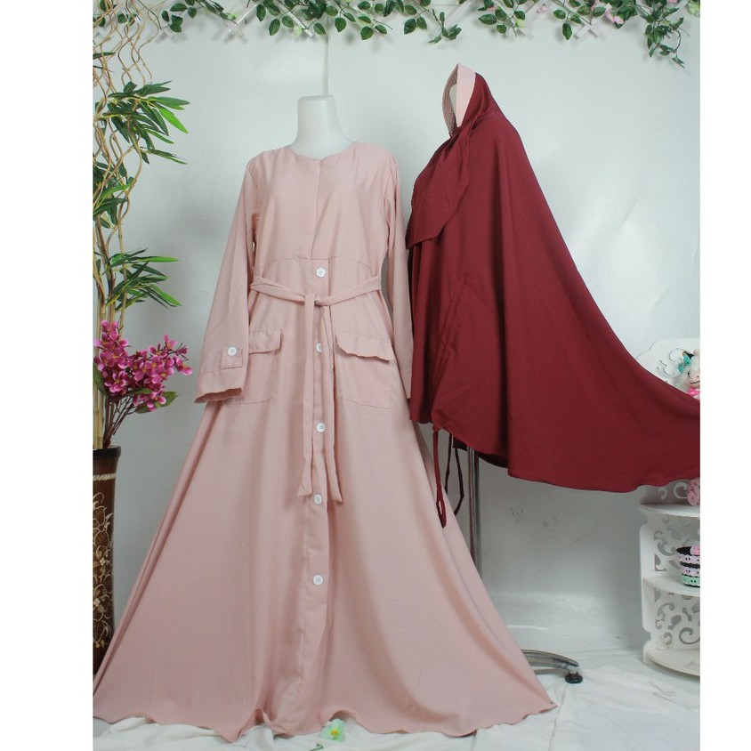 Gamis Set khimar cadar wolfis Kancing ALNA Busana Syari Wanita muslimah fashion style purdah niqob