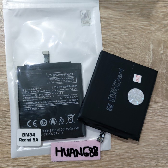 BATERAI XIAOMI BN 34 / BATERAI REDMI 5A ORIGINAL 100% NEW