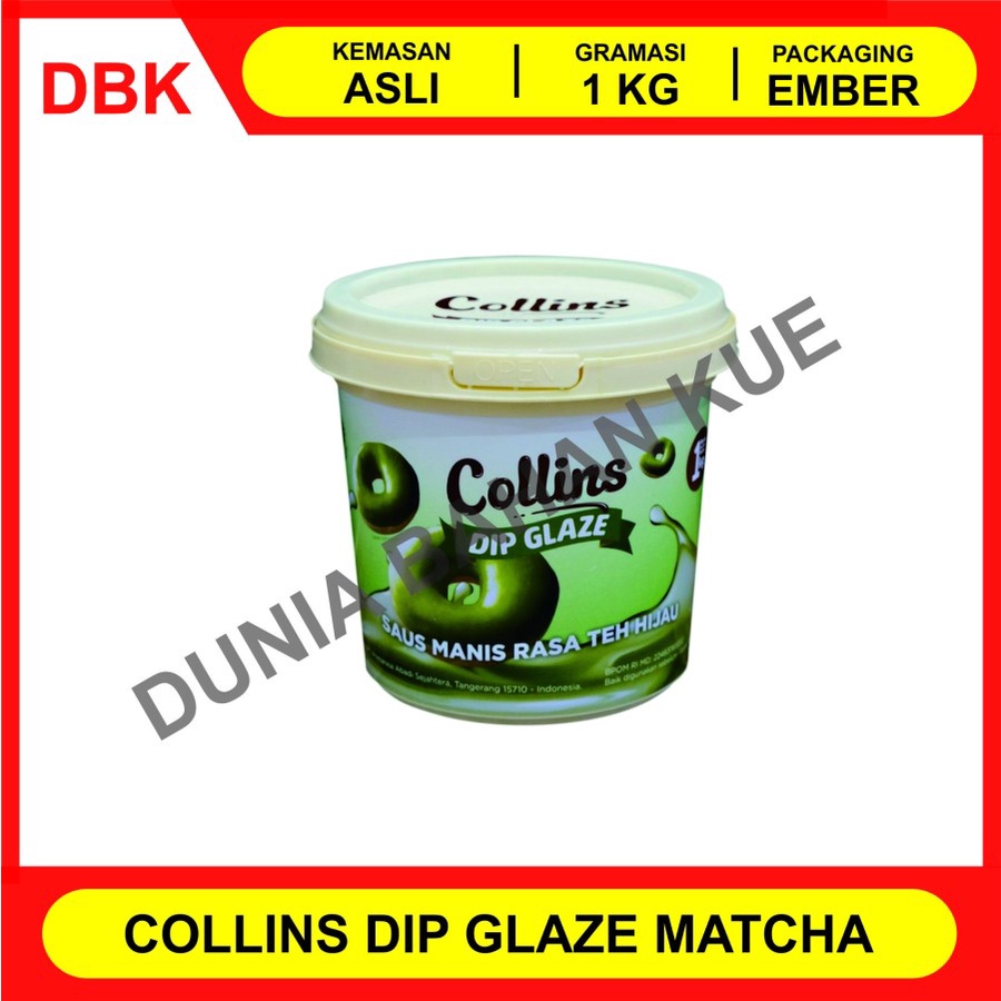 COLLINS DIP GLAZE 1 KG - TOPPING DONAT PISANG NUGGET- MATCHA GREEN TEA