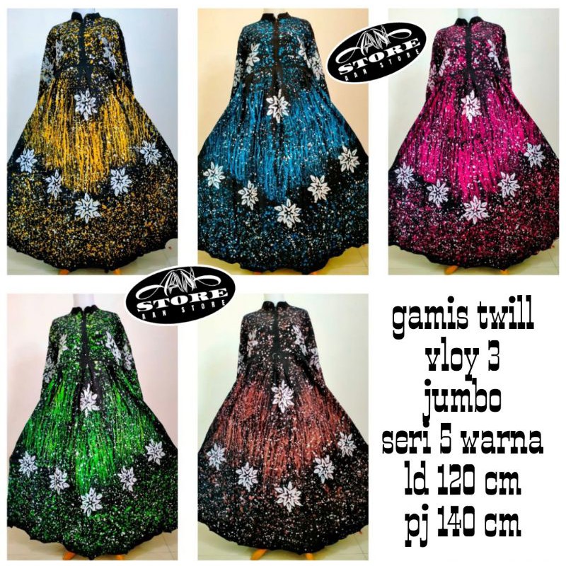 promo gamis twill jumbo termurah model vloy/gamis twill wanita / gamis twill kekinian ld 120