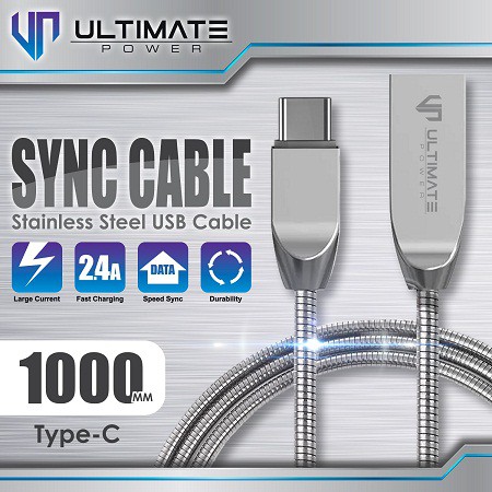 Data Cable Stainless Steel Type-C 1M Ultimate Power Original 100%