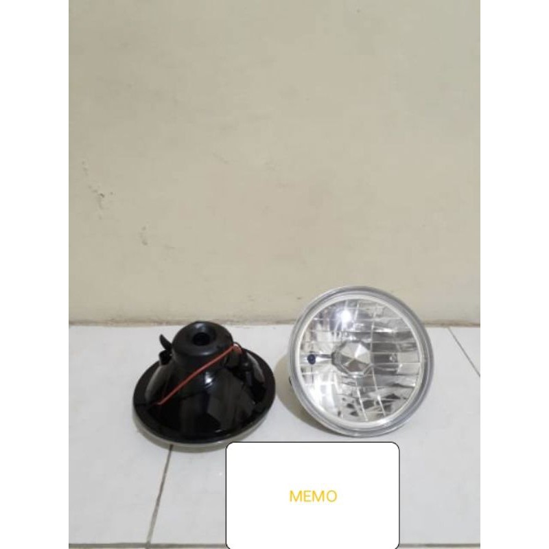 Headlamp / lampu utama bulat kristal 7in  jimny katana hiace hardtop colt t120 taft l300 bensin