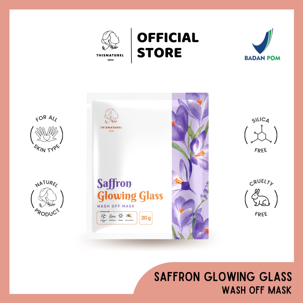 Saffron Glowing Glass Wash Off Mask 20gram - Brightening mask