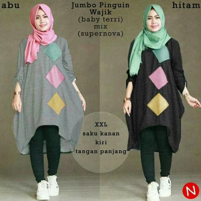 Baju Atasan Jumbo Pinguin Tunik,Baju Super Jumbo,Atasan,Bumil,Dress