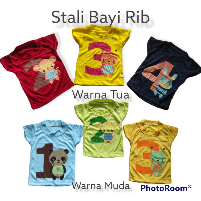 Kaos Oblong Bayi BABY MOTIF ANIMALS Katun Rib