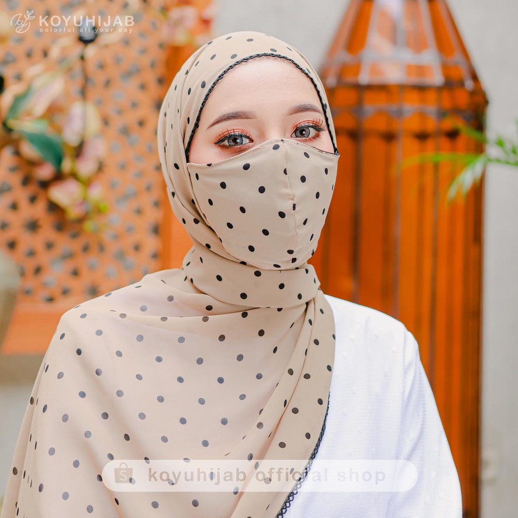 Koyu Hijab Pasmina Lace Polkadot Premium Hot Sale