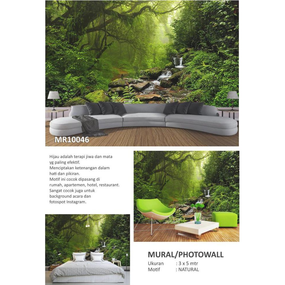 Photowall Mural Dinding 3D Wallpaper Mural Pemandangan Hutan Hijau 2 Yolansya12