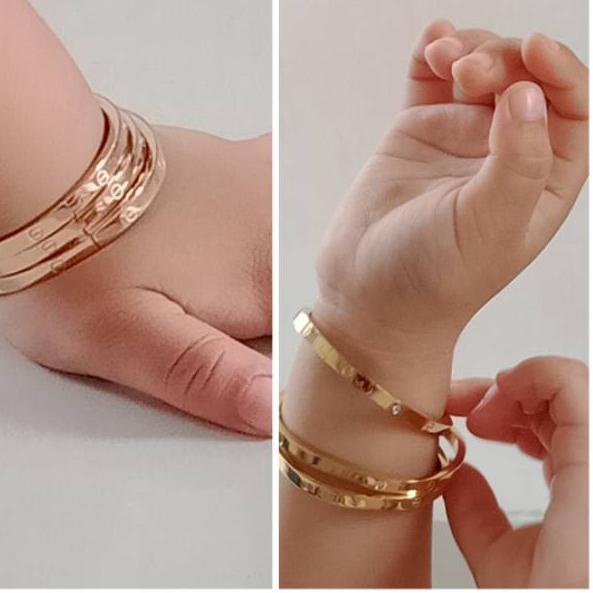 ((TERMURAH)) GELANG ANAK TITANIUM ADA PERMATA GL603 GOLD ROSEGOLD SILVER ANTI KARAT