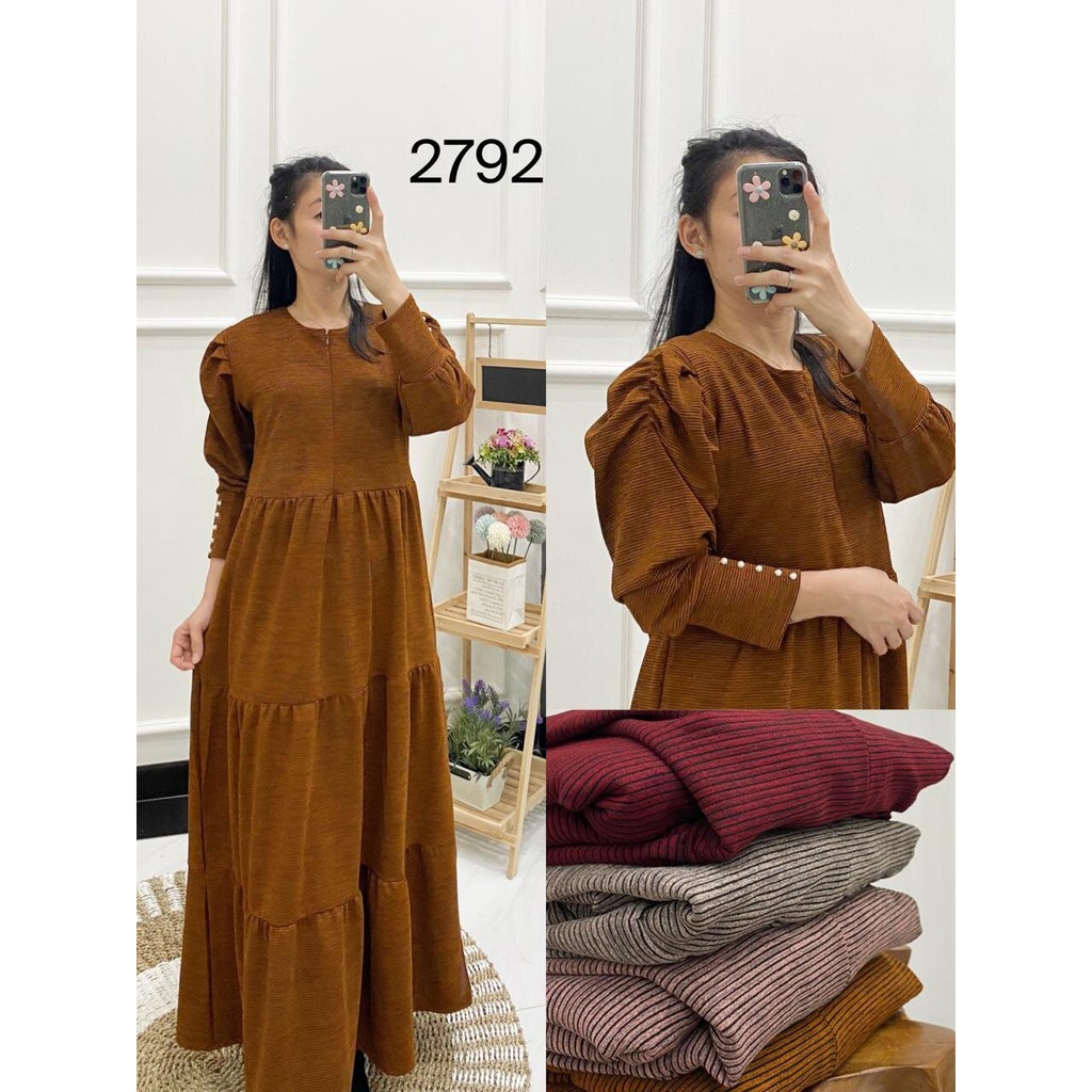 Gamis Kaos Rajut Ayuza Maxi Import | Gamis Rajut Lengan Balon