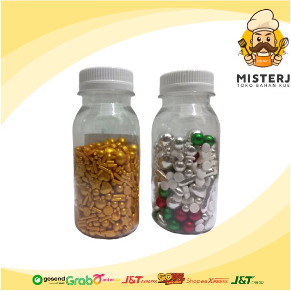 

Candy Gold Pearl | Candy Mix Christmas | 50 Gram | Hiasan Kue Tart Bentuk Random | Kemasan Botol