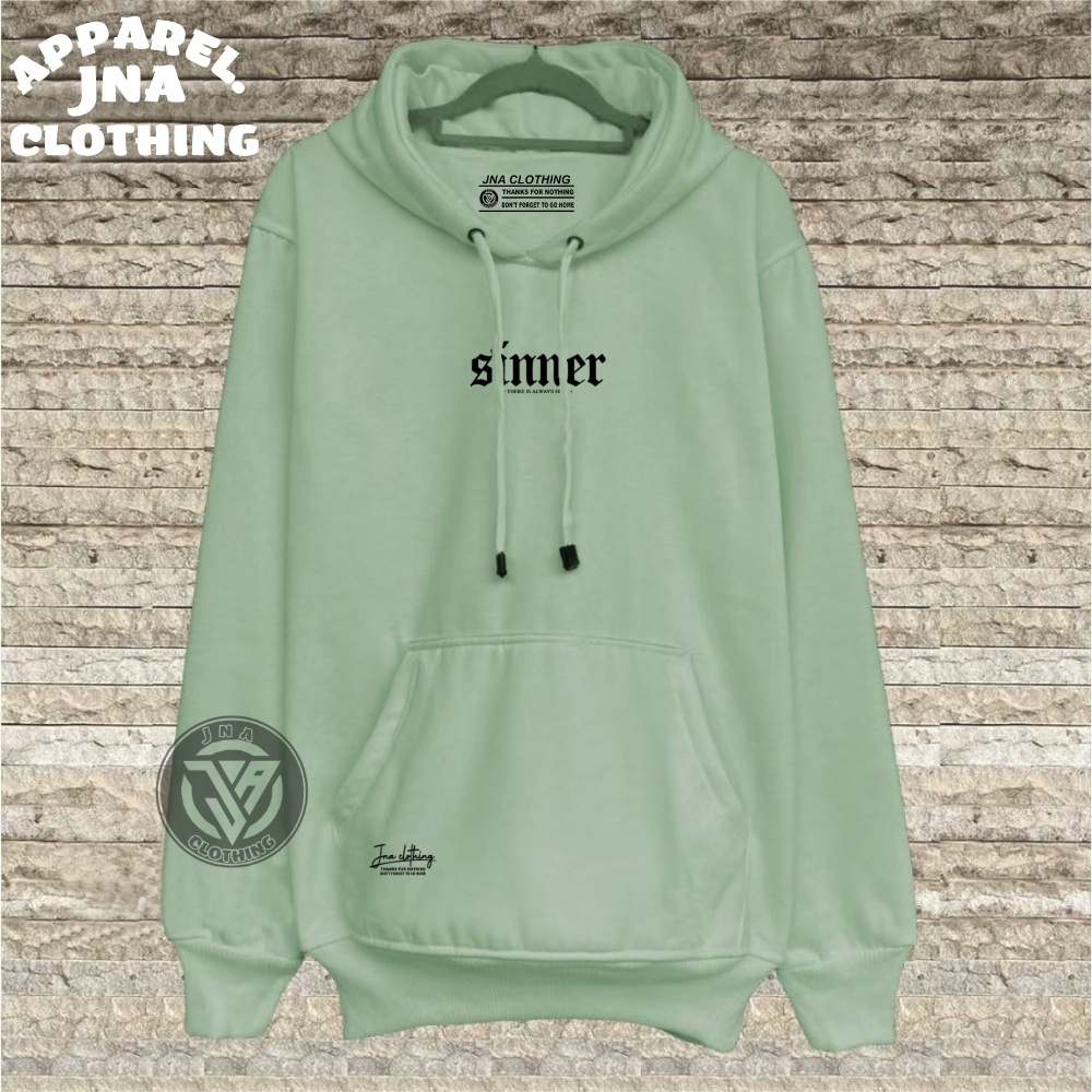 Hudie Cowo Hijau Mint SINNER Terbaru Jacket Hodie Simpel Korean Style Pria Wanita Ori Sweter Katun Tebal Fleece Gramasi 280 Sweater