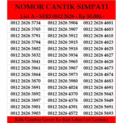Nomor Cantik Telkomsel Simpati 4G LTE SERI 0812 2626