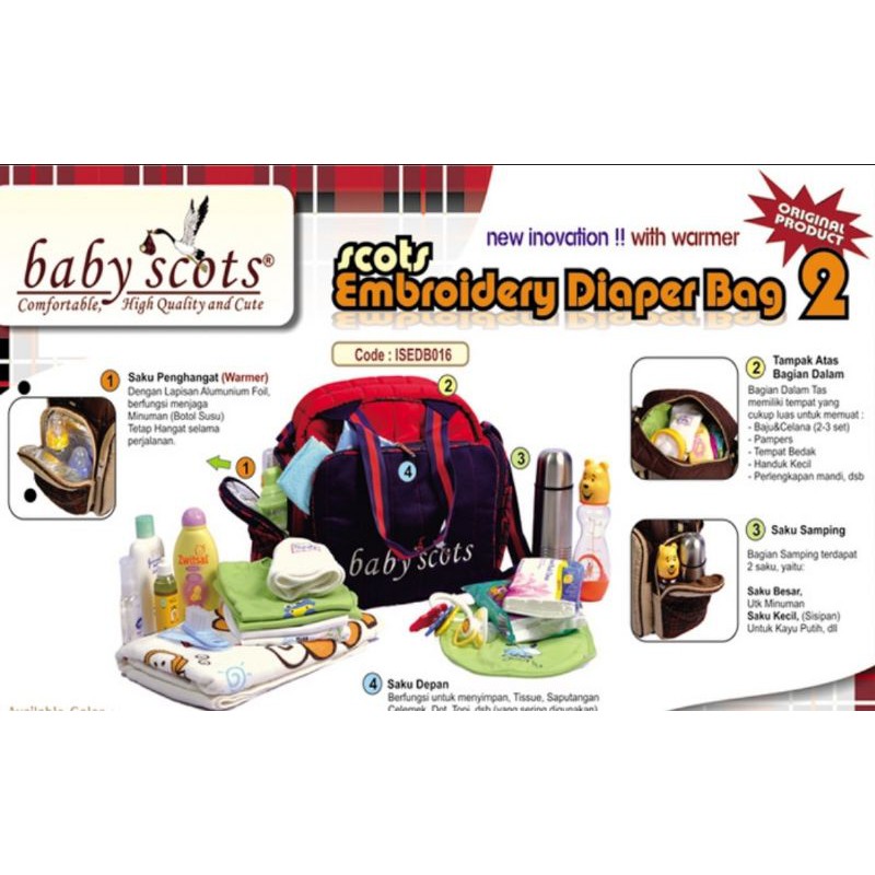 Baby Scots Embroidery Diaper Bag 2